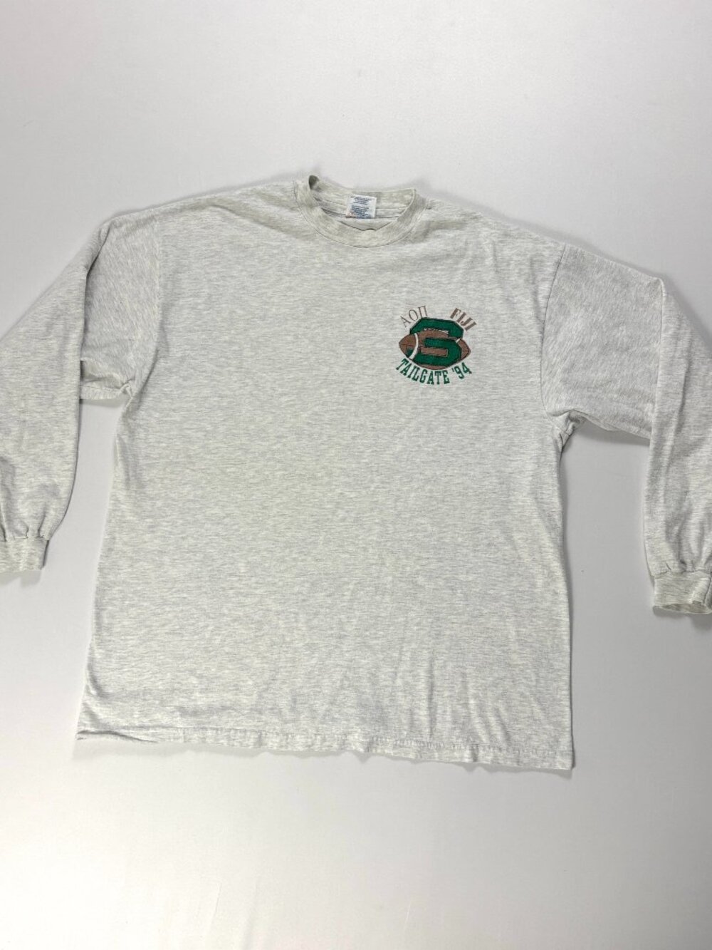 VTG Michigan State Alpha Omicron Pi Long Sleeve Shirt Gray XL Sorority 1994 MSU